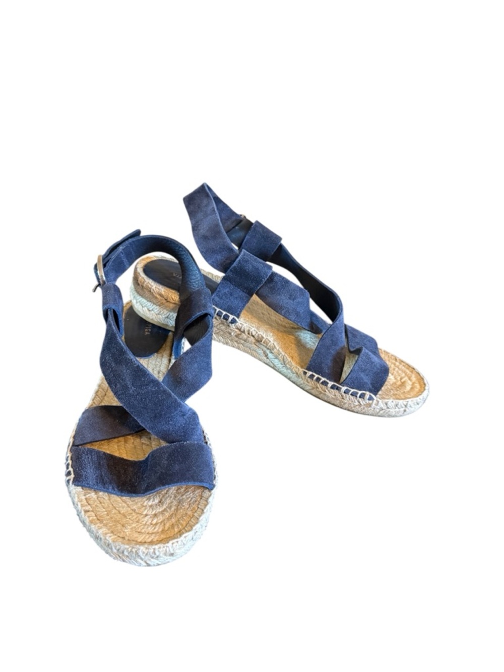 Via Spiga Gia Navy Blue Suede Espadrille Wedge Sandals Spain 8M